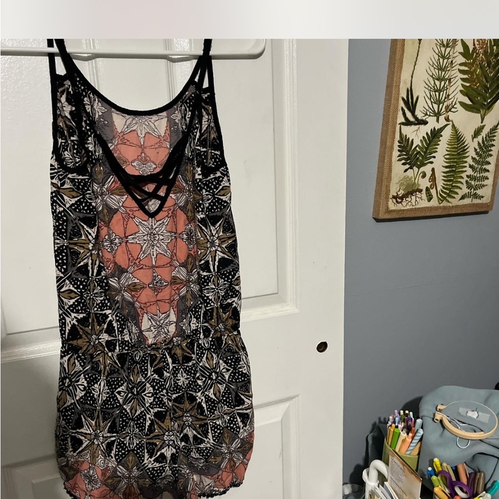 Black and Pink Patterned Women's romper